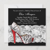 Rote Zebra-Party Einladungen mit High Heel Shoes (Rückseite)