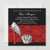 Rote Zebra-Party Einladungen mit High Heel Shoes (Rückseite)