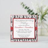 Rote Zebra Print Housewarming Party Einladungen (Stehend Vorderseite)
