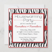 Rote Zebra Print Housewarming Party Einladungen (Vorderseite)