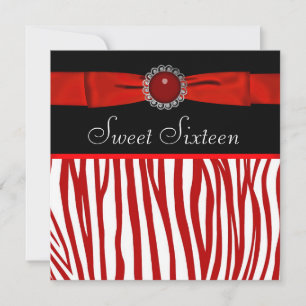 Rote Zebra Sweet Sixteen Geburtstagsfeier Einladung
