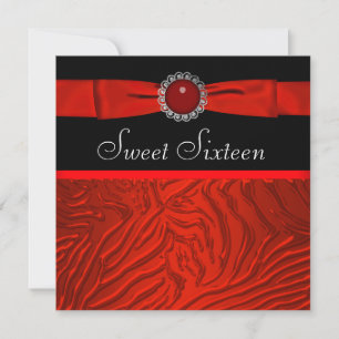 Rote Zebra Sweet Sixteen Geburtstagsfeier Einladung