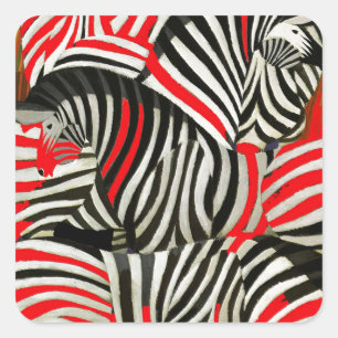 Rote Zebras Quadratischer Aufkleber