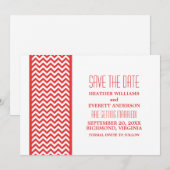 Rote Zickzack Grenze Save the Date einladen Einladung (Vorne/Hinten)