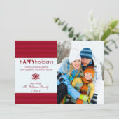 Rote Zickzack Snowflake Ferienwohnung Karte (Stehend Vorderseite)