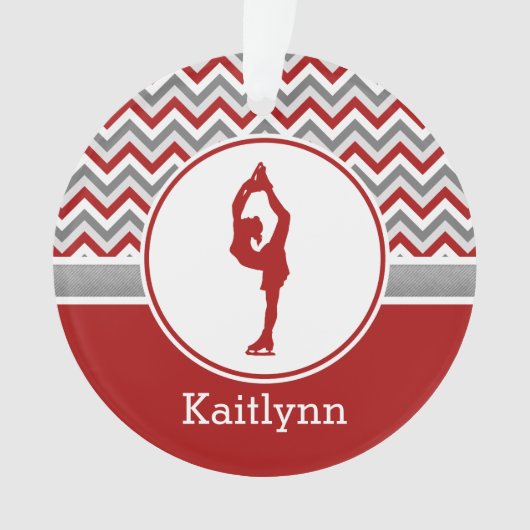 Rote Zickzack Zahl Skater-personalisierte Ornament (Vorderseite)