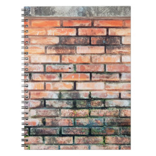 Rote Ziegelwand mit Fleckenabstract,gealtert,Archi Notizblock