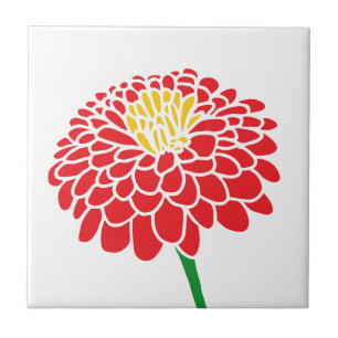 Rote Zinnia-Blume - Farbfliesen Fliese