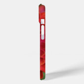 Rote Zinnie - florale iPhone 15 Hülle (Rückseite / Links)