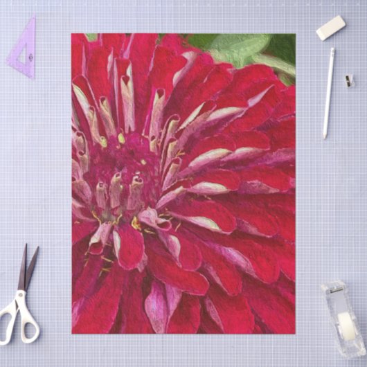 Rote Zinnien Blumen Seidenpapier (Basteln)