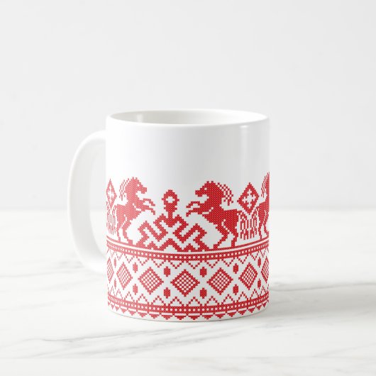 Rote Zuchtpferde Kaffeetasse (Vorderseite Links)