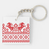 Rote Zuchtpferde Schlüsselanhänger (Rückseite)