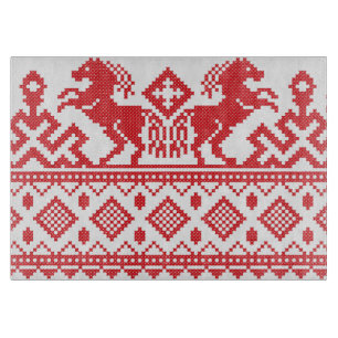 Rote Zuchtpferde Schneidebrett