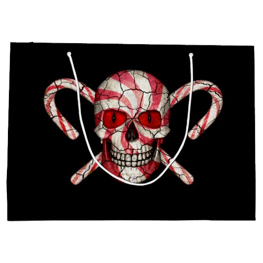 Rote Zuckerstange-Zuckerschädel-Geschenk-Taschen Große Geschenktüte (Rückseite)