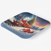 Rote Zug-Weihnachtsbaum-Feiertags-Papierplatte Pappteller (Gewinkelt)