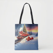 Rote Zug-Weihnachtsbaum-Feiertags-Tasche Tasche (Vorderseite)