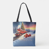 Rote Zug-Weihnachtsbaum-Feiertags-Tasche Tasche (Rückseite)