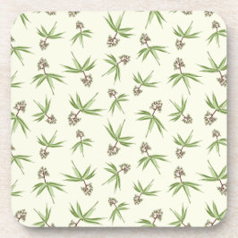 Rote Zweige in Creme einsetzen - nahtloses Muster. Getränkeuntersetzer