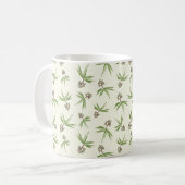 Rote Zweige in Creme einsetzen - nahtloses Muster. Kaffeetasse (Vorderseite Links)