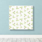 Rote Zweige in Creme einsetzen - nahtloses Muster. Leinwanddruck (Insitu (Holzboden))