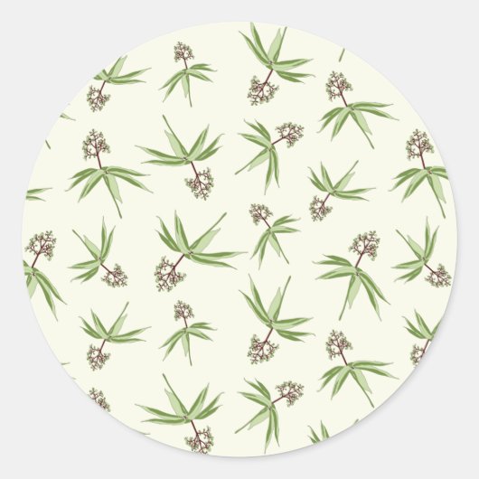 Rote Zweige in Creme einsetzen - nahtloses Muster. Runder Aufkleber (Vorderseite)