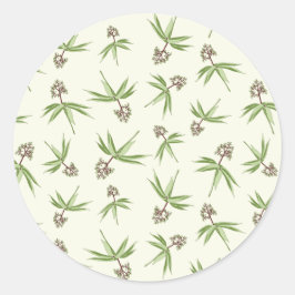 Rote Zweige in Creme einsetzen - nahtloses Muster. Runder Aufkleber