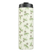 Rote Zweige in Creme einsetzen - nahtloses Muster. Thermosbecher (Vorderseite)