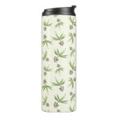 Rote Zweige in Creme einsetzen - nahtloses Muster. Thermosbecher (Nach links gedreht)