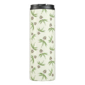 Rote Zweige in Creme einsetzen - nahtloses Muster. Thermosbecher (Rückseite)