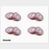 Rote Zwiebel geschnitten in Hälften Ovaler Aufkleber (Blatt)