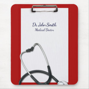 Rote Zwischenablage mit Stethoscope Medical Mousepad