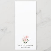 Röteblumen, rosa Blumen, Grünzeug, Hochzeit Menükarte (Rückseite)