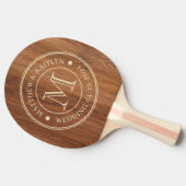 Roteichen-Hochzeitsmonogramm Tischtennis Schläger (Seitenansicht)