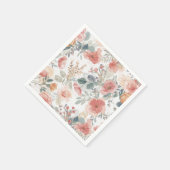 Röten Korallengarten Florales Wasserfarbenmuster Serviette (Ecke)