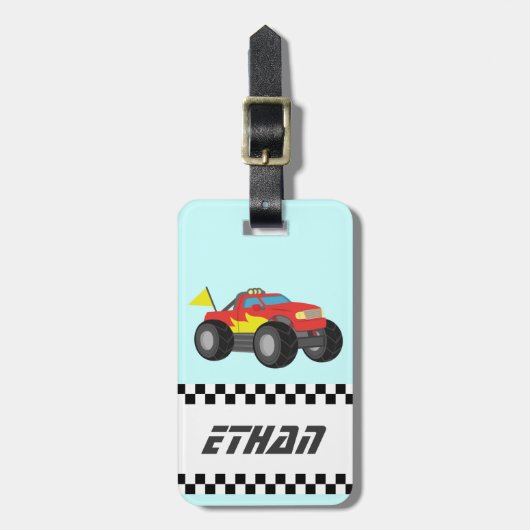 Roten Monster-LKW, für Jungen laufen Gepäckanhänger (Vorderseite vertikal)