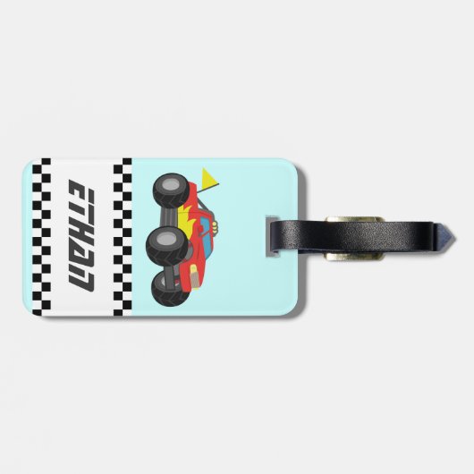 Roten Monster-LKW, für Jungen laufen Gepäckanhänger (Rückseite horizontal)