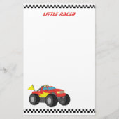 Roten Monster-LKW, für Rennläufer-Jungen laufen Briefpapier (Vorderseite)