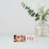 Röten Pink Schwarz Schrift Foto Make-up Mini Visitenkarte (Stehend Vorderseite)
