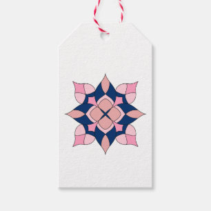 Röten Rosa und Marineblaue Geometrische Blumenflie Geschenkanhänger