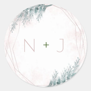 Röten Sie Rosa Aquarell-Geometrische Botanische Ho Runder Aufkleber