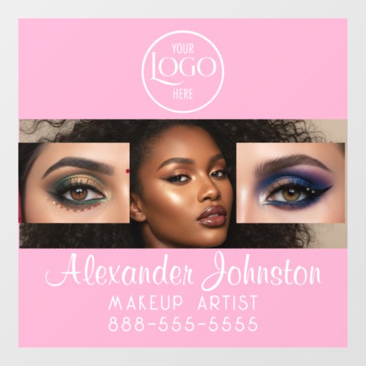 Röten Sie rosa Schrift-Logo-Foto-Make-up-Studio Fensteraufkleber (Blatt)