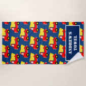 Roten SpielzeugKipper-Bauthema-Gewohnheitskindes Strandtuch (Vorderseite)