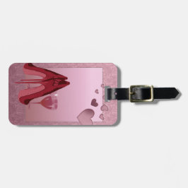 Roten Stiletts und rosa Herzen Gepäckanhänger