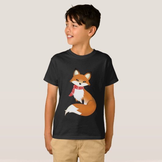 Roten T-Shirts SchalFox Hanes Kinder (Vorne ganz)