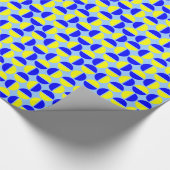 Rotende Kreise - Blau und Gelb auf hellblau Geschenkpapier (Ecke)
