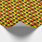 Rotende Kreise - Gelb und orange auf schwarz Geschenkpapier (Ecke)