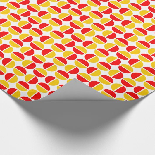 Rotende Kreise - Gelb und Rot Geschenkpapier (Ecke)