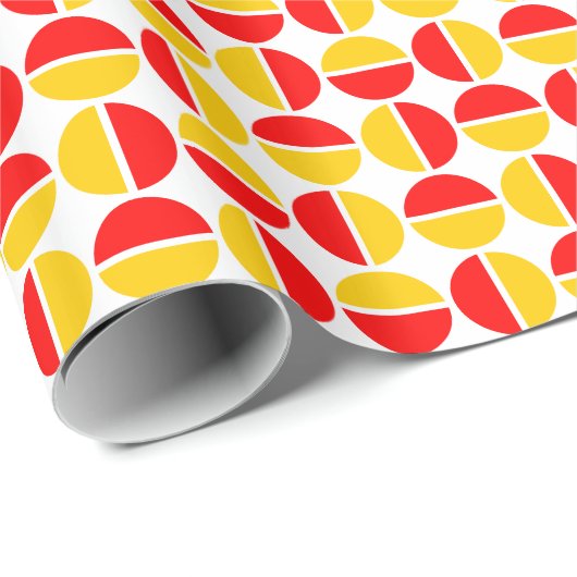 Rotende Kreise - Gelb und Rot Geschenkpapier (Rolleneckpunkt)