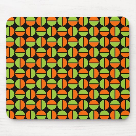 Rotende Kreise - grün und orange auf schwarz Mousepad (Vorne)
