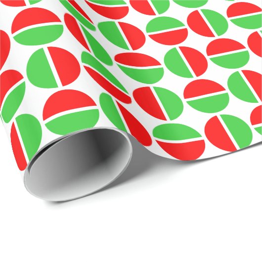 Rotende Kreise - Rot und Grün Geschenkpapier (Rolleneckpunkt)